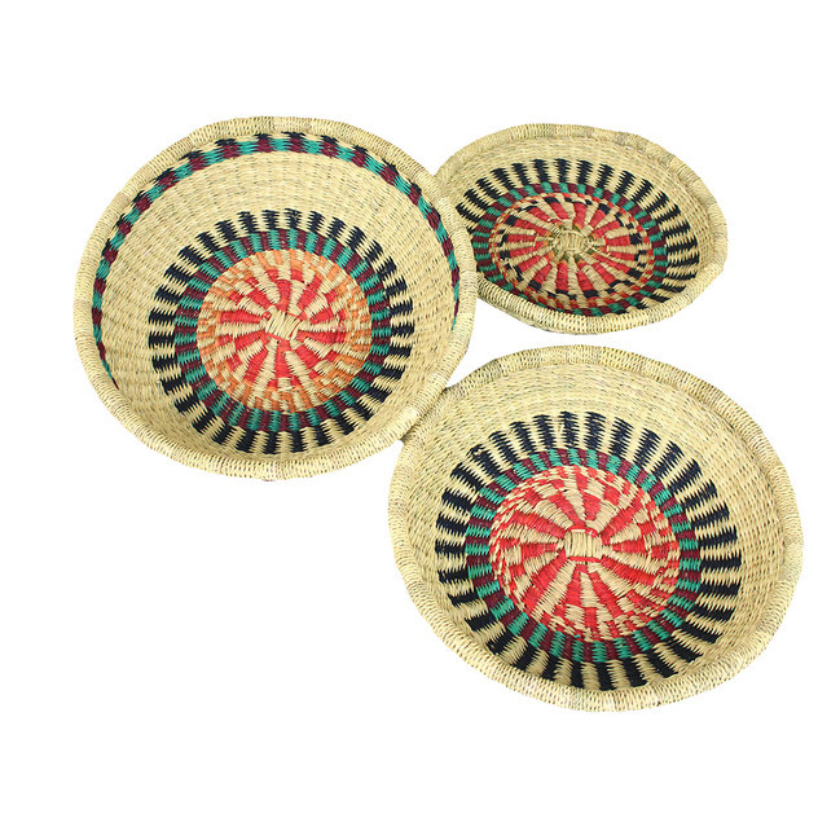SET OF 3 WOVEN GHANAIAN BASKETS (1.18LBS) image 0